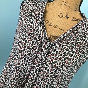 Leopard and Rust Crinkle Tank with Tie and Ruffle